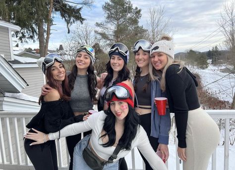 ski club, ski, skiers, skiing, theme party, ski theme, Switzerland theme. college party, party theme, country theme, dress as a country, best friends, bffs, besties, college friends, snow, winter, ski goggles, beanies Country Best Friends, Apres Ski Party, College Party, Ski Club, College Parties, Country Theme, College Friends, Theme Dress, Ski Goggles