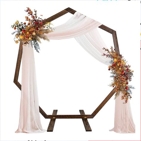 Wedding Arch 7.2FT, Heptagonal Wood Wedding Arches for Ceremony, Wooden Wedding Arch Arbor Backdrop Stand for Garden Wedding Rustic Backdrop Wedding, Arbor Backdrop, Wooden Wedding Arch, Wood Wedding Arches, Bougainvillea Wedding, Arch Arbor, Wooden Wedding Arches, Rustic Outdoor Decor, Hexagon Wedding