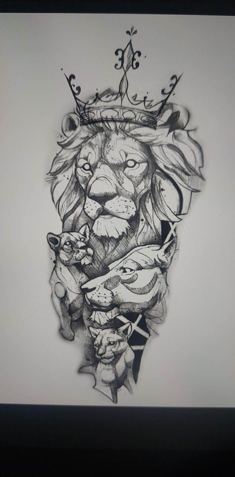 Lion, lioness, 2 cubs family tattoo sketch. Lion Cubs Tattoo, Family Tattoo Idea, Lion Family Tattoo, Lion Lioness, Cubs Tattoo, Cool Tattoo Drawings, Lion Cubs, Lion Family, Family Tattoo