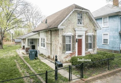 Cheapish Circa 1920 Indiana Starter Home $129K - Old Houses Under $50K 1920 Cottage Homes, 1920 Cottage, 1920 House, 1920 Home, Built In Pantry, Gas Fireplace Logs, Fenced Yard, Large Yard, Gas Logs