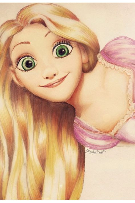 Day 1: Fave Character- Rapunzel- she's fun and quirky and has this absolute faith in her dreams-I just love her, the whole movie really. Kristina Webb Drawings, Kristina Webb Art, Kristina Webb, Rapunzel Disney, Images Disney, Tangled Rapunzel, Film Disney, Disney Tangled, Color Pencil Drawing