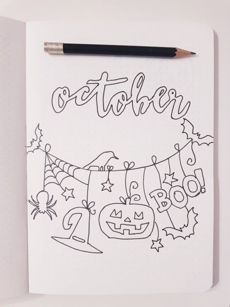 Jornal Bullet Journal Ideas October, October Month Journal, October Journal Cover Ideas, October Reading Journal, October Monthly Spread Bullet Journal, October Journal Spread, October Handwriting, October Heading, Bujo October Cover