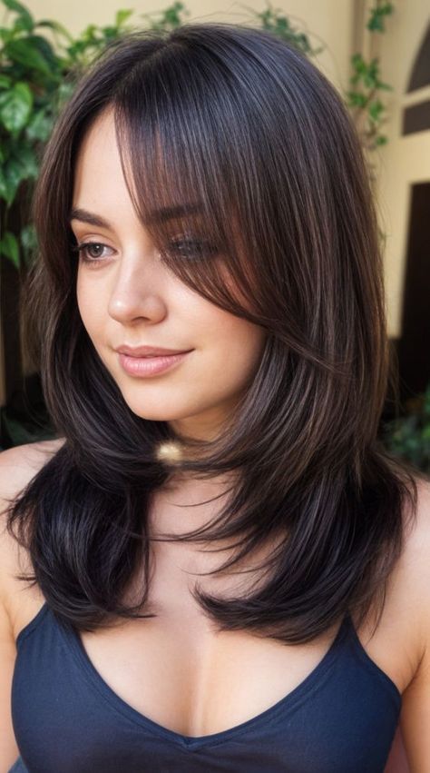 Different Layered Haircuts For Long Hair, Haircut Layer With Bangs, Haircuts Bob Medium, Curtain Bangs For Mid Length Hair, Layer In Short Hair, Layer Hair Medium, Cute Haircuts Bangs, Layered Haircuts For Short Hair Straight, Haircut For Short Length Hair