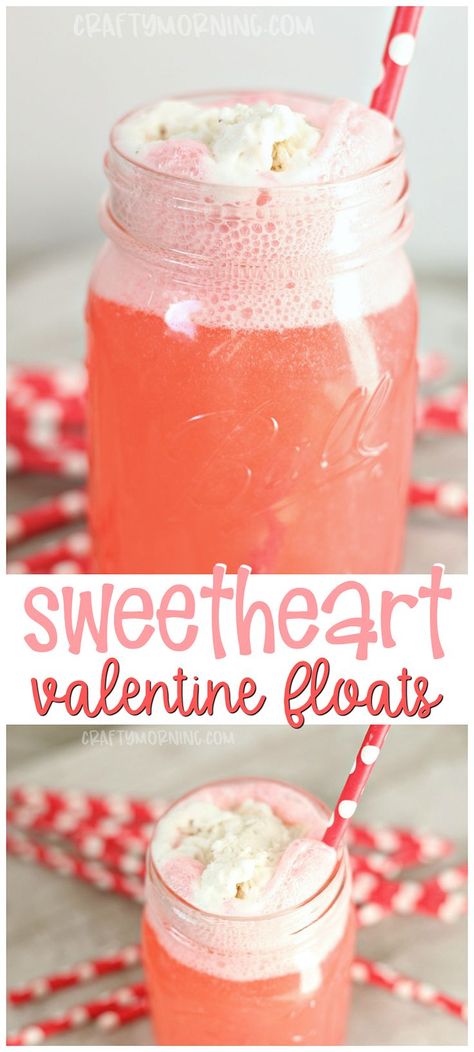 Valentine Punch, Valentines Day Drinks, Valentines Recipes, Valentines Party Food, Floats Drinks, Pokemon Crafts, Valentine Drinks, Cherry Soda, Party Snacks Easy