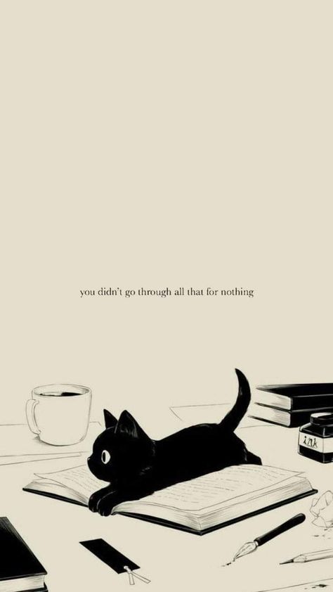 Cute Cat Drawing Wallpaper Aesthetic, Cat Studying Wallpaper, Cat Wallpaper With Quotes, Laptop Wallpaper Unique, Sketch Wallpaper Iphone, Minimal Cat Wallpaper, Aesthetic Anime Quotes Wallpaper, Wallpaper Backgrounds Minimal, Cat Aesthetic Quotes