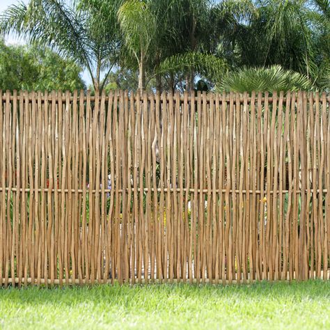 Eucalyptus No-Climb Fence Bamboo Fences And Gates, Eco Fence Ideas, No Climb Fence, Fencing Material, Bamboo Fence, Beach Shack, Visual Texture, Fire Protection, Fence Post