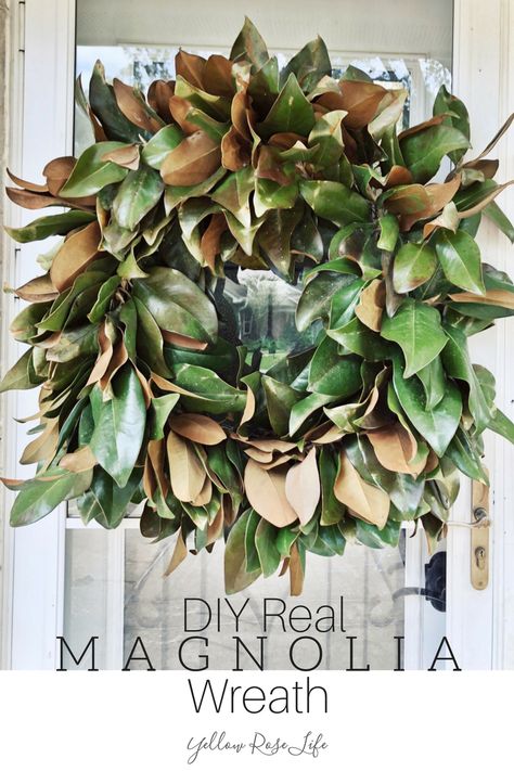 Magnolia Wreath Diy, Magnolia Christmas Decor, Magnolia Christmas Wreath, Magnolia Wreaths, Diy Magnolia Wreath, Thanksgiving Decorations Outdoor, Magnolia Leaf Garland, Magnolia Decor, Magnolia Garland