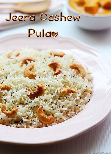 jeera-cashew by Raks anand, via Flickr Rice With Cashews, Kids Lunch Menu, Veg Pulav, Variety Rice, Indian Lunch, Butter Masala, Jeera Rice, Indian Rice, Rice Varieties