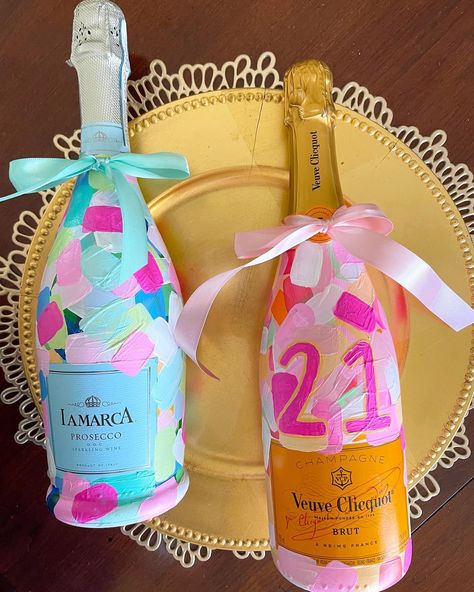 21st birthday bottles 🍾🥳 - - - - - - - #paintedbottle #champagne #champagnebottle #art #abstract #sarahthomas #sarahthomasstyles 21 Painted Champagne Bottle, Birthday Champagne Bottle Painted, 21st Painted Champagne Bottle, 21 Bottle Decoration, 21st Bottle Decoration, Painted Champagne Bottle 21st Birthday, Painted Champagne Bottle Birthday, 21st Birthday Champagne Bottle, Birthday Champagne Bottle