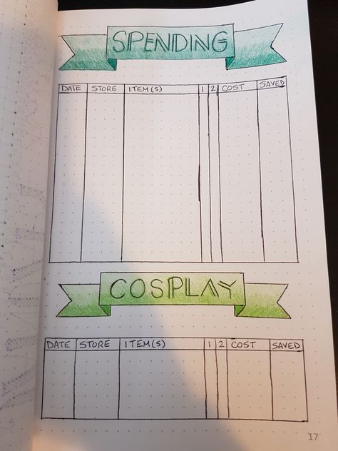 Bullet Journal spending log, cosplay spending log, bujo habit tracking, bullet journal for cosplay Bullet Journal Spending Log, Cosplay Planner, Digital Bujo, Spending Log, Diy Journals, Habit Tracking, Planner Scrapbook, Diy Journal, Planner Girl