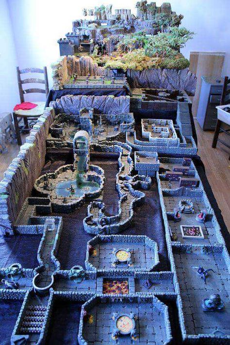 Another round of D&D! - Imgur Miniature City, Dnd Room, Dnd Table, Dnd Diy, Dwarven Forge, Dnd Crafts, Dungeon Tiles, D&d Minis, Warhammer Terrain