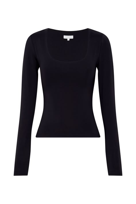 Plain Black Top Long Sleeve, Black Full Sleeve Top, Black Longsleeves Outfit, Black Long Sleeve Outfit, Cute Long Sleeve Tops, Black Top Long Sleeve, Long Sleeve Black Shirt, Cute Black Shirts, Formal Top