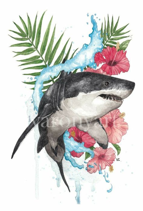 Australia Tattoo, Watercolor Pencil Art, Surreal Tattoo, Shark Pictures, Wicked Tattoos, Shark Art, Shark Tattoos, Line Work Tattoo, Baby Tattoos