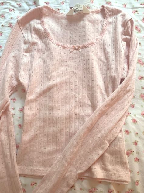 Coquette Long Sleeve, Pointelle Top, Fashionista Clothes, Stockholm Fashion, Pink Outfits, Girly Outfits, Dream Clothes, New Wardrobe, Miss Me