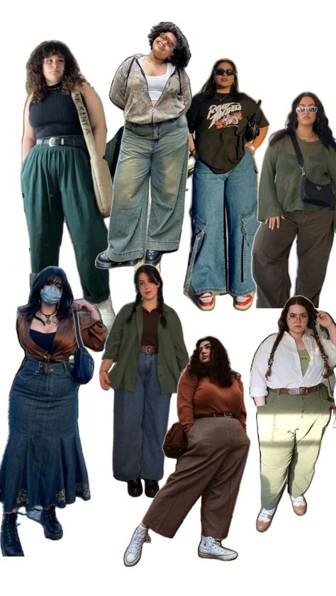 Grunge Camping Outfits, Big People Outfits, Plus Size Moodboard, Plus Size Baggy Pants, 45 Year Old Women Fashion Plus Size, Style Inspiration Midsize, Midsize Fitness Aesthetic, Baggy Pants Outfit Aesthetic, Plus Size Minimalist Outfits