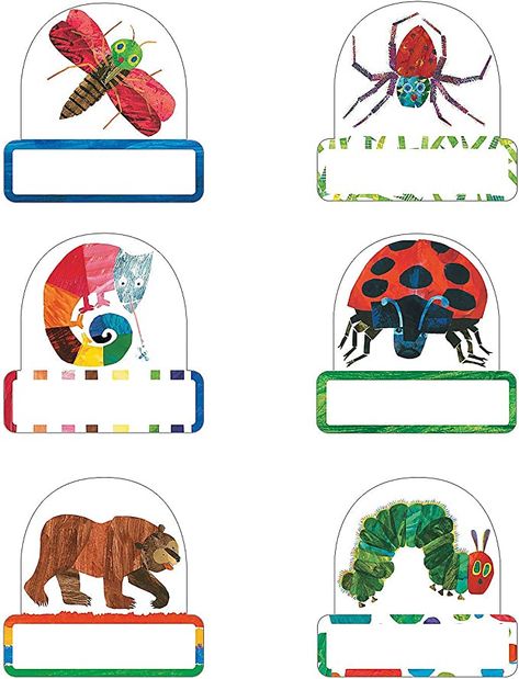 Eric Carle Classroom Decor, Eric Carle Classroom Theme, Hungry Caterpillar Classroom, Eric Carle Classroom, Cubby Tags, Summer Crafts For Toddlers, Colorful Bulletin Boards, Hungry Caterpillar Activities, Birthday Board Classroom