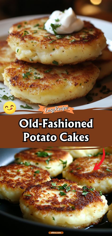 Relive the comfort of yesteryear with these old-fashioned potato cakes. Crispy on the outside and tender on the inside, they're a timeless side dish or a savory snack. #PotatoCakes #ComfortFood #RetroRecipes 2 Ingredient Potato Cakes, Fried Potato Cakes From Mashed Potatoes, Cheesy Potato Cakes, Best Potato Recipes Easy, Potato Cake Recipes, How To Make Potato Cakes, Leftover Mash Potatoes Recipes, Cheese Stuffed Potato Cakes, Leftover Potatoes Ideas