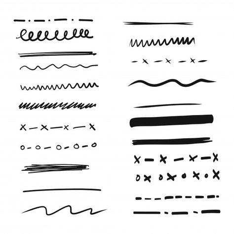 Set of hand drawn lines and dividers Free Vector Travel Doodles, Speech Balloon, Line Images, Scrapbooking Vintage, Line Doodles, Hand Drawn Arrows, Arrow Drawing, Hand Lines, Line Vector