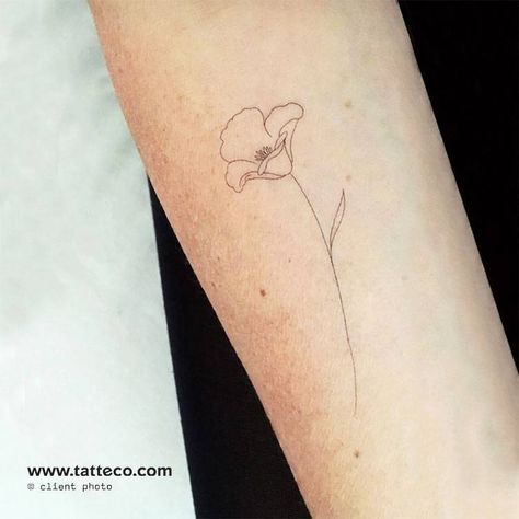 Simple Poppy Tattoo, Poppy Tattoos, Poppy Flower Tattoo, Tiny Tats, Poppy Tattoo, Tattoo World, Female Tattoos, Hiking Tattoo, Lines Art