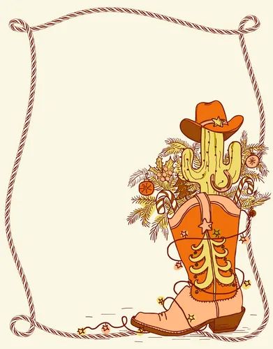 Cowboy christmas card with text and boot Vector Image Cowboy Western Aesthetic, Cowboy Christmas Cards, Cowboys Sign, Cute Pumpkin Carving, Christmas Cowboy, Christmas Classroom Door, Christmas Phone Wallpaper, Cowboy Christmas, Western Aesthetic