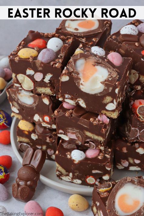 Rocky Road Chocolate, Rocky Road Recipe, Easter Cooking, Creme Eggs, Easy Easter Treats, Pinterest Marketing Manager, Chocolate Bunnies, Easter Dinner Recipes, Easter Baking