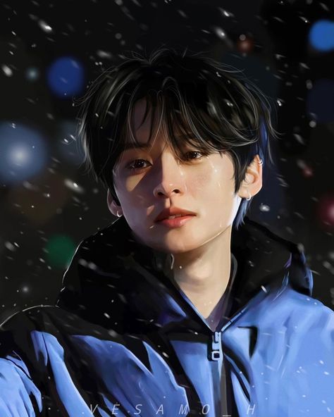 art | vesamo_h | inst Skz Lee Know Fanart, Lee Know Art Draw, Lee Know Painting, Lee Know Fanart Cute, How To Draw Lee Know, Lee Know Fan Art, Lee Know Sketch, Lee Know Drawing, Lee Know Fanart