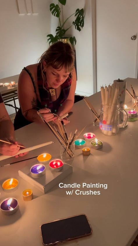 🕯️ About last night! 🕯️ We hosted two Candle Painting workshops to build creativity and community on Karangahape Road. A beautiful and fun… | Instagram Craft Night Party, Candle Painting, Candle Workshop, Staff Party, Hand Painted Candles, About Last Night, Friend Activities, Painting Activities, Paint Night