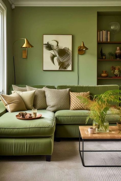 How to Style Cushions on Sofas: 5 Ways to Help Enhance The Look of Your Living Room - Melanie Jade Design Green Corner Sofas, Green Sofa Living, Sage Green Living Room, Small Corner Sofa, Small Sectional Sofa, Jade Design, Green Walls, Green Sofa, Living Room Green