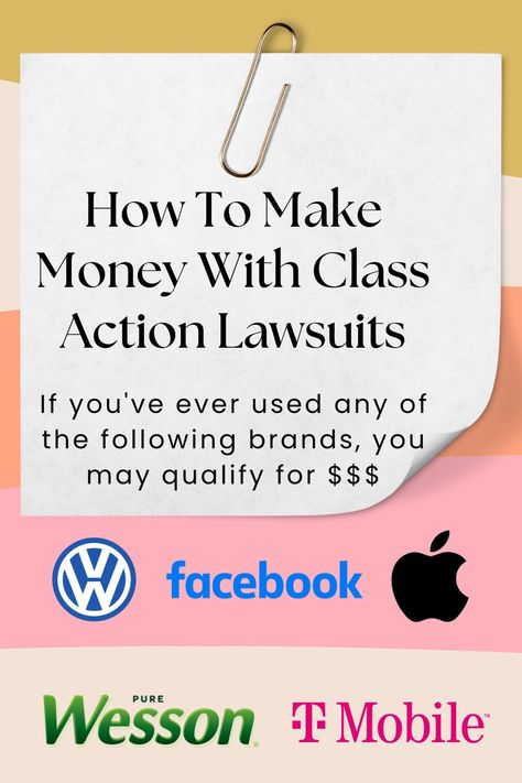 How To Make Money With Class Action Lawsuits Class Action Lawsuits, Get Rich Quick, Online Side Hustle, Making Extra Cash, Products And Services, In Law Suite, Financial Independence, Financial Planning, Money From Home