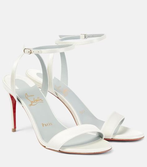 Designer Bridal Shoes | Shop at Mytheresa White Satin Bridal Shoes, White Luxury Heels, Wedding Louboutins, Wedding Shoes Louboutin, Louboutin Heels Wedding, White Heels Prom, White Louboutin Heels, White Bridal Heels, White Louboutin