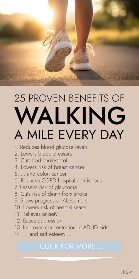 Enjoy the big health benefits of walking a mile - just 20 to 30 minutes - daily without the stress of a 10,000 step challenge you can't hit easily every day. PLUS simple tips on how to weave more steps into your everyday life easily. Walking Benefits, Step Challenge, Help The Earth, 10000 Steps A Day, Health Benefits Of Walking, Walking For Health, Daily Walking, Benefits Of Walking, Healing Remedies