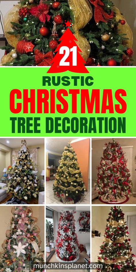 Rustic Christmas Tree Decorations Elegant Small Christmas Trees, Rustic Christmas Tree Decorations Ideas, Christmas Tree Rustic Theme, How To Decorate A Rustic Christmas Tree, Inexpensive Christmas Tree Decorations, Themed Christmas Tree Ideas Rustic, Decorated Trees Christmas, Rustic Christmas Trees Ideas, Rustic Christmas Tree Ideas 2023 Trends