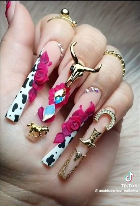 60+ Super Classy Spring Nails and Ideas for Nail Designs and Nail Art You 2024 | Easter Nail Design Hispanic Nails Designs, Mexican Themed Nails Acrylic, Classy Spring Nails, Country Acrylic Nails, Nail Art Designs Valentines, Nail Art Designs Valentines Day, Rodeo Nails, Nail Designs For Beginners, Diy Rhinestone Nails