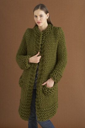 Warm Cardigan Coat Crochet Patterns - Crocheted Cardigan Pattern for a Cozy Look Knit Cardigan Pattern, Lion Brand Wool Ease, Big Knits, Chunky Knitting, Lion Brand Yarn, Crochet Jacket, Green Cardigan, Coat Patterns, Free Knitting Patterns