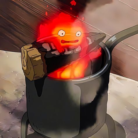 Howl's Moving Castle Calcifer, Studio Ghibli Fanart, Ghibli Tattoo, Red Studio, Studio Ghibli Characters, Iphone Wallpaper Landscape, In Gif, Studio Ghibli Movies, Studio Ghibli Art