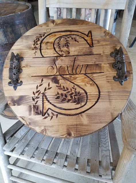 Wood Burning Border Designs, Would Burning Ideas, Wood Burner Designs, Wood Burned Door Sign, Wood Burning Gift Ideas For Him, Wood Burning Initials, Wood Burner Projects, Wood Burning Circle Design, Wood Burning Last Name Sign