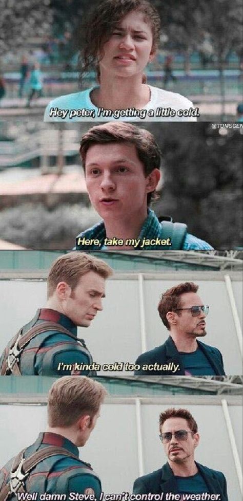 Meme Disney, Captain America And Iron Man, Avengers Humor, Humor Disney, Spiders Funny, Funny Marvel, Funny Marvel Memes, Marvel Quotes, Marvel Avengers Funny