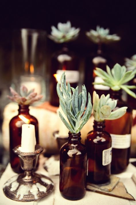 Thanksgiving Tablescape, Brown Bottles, Tablescape Inspiration, Camping Beach, Silver Candle, Amber Jars, Coastal Design, Event Inspiration, Beach Engagement