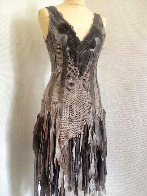 Shredded Dress, Ripped Dress, Distressed Dress, Apocalyptic Fashion, Altered Couture, Fantasy Clothing, Fantasy Fashion, Upcycle Clothes, Costume Design