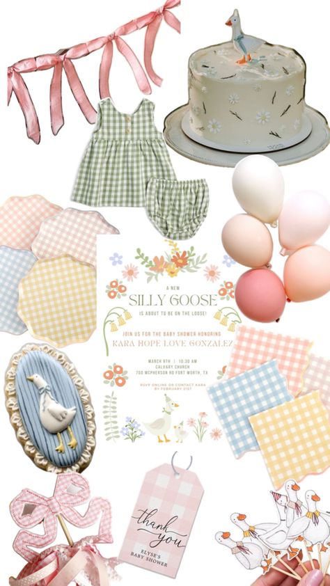 Think pastels, gingham, pink accents, mother goose, classic nursery rhymes. Vintage Gingham, Classic Nursery, Classic Nursery Rhymes, Baby Birthday Themes, Baby Shower Theme Decorations, Vintage Baby Shower, Kids Birthday Themes, Baby Shower Inspiration, Baby Birthday Party