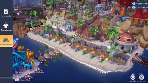 Ddv Dazzle Beach Ideas, Dream Light Valley Beach Ideas, Prince Eric House Dreamlight Valley, Ddv Stitch House, Disney Dream Light Valley Beach Ideas, Dreamlight Valley Layout, Dreamlight Valley Ariel House, Disney Dreamlight House Ideas, Dreamlight Valley Design Ideas Beach