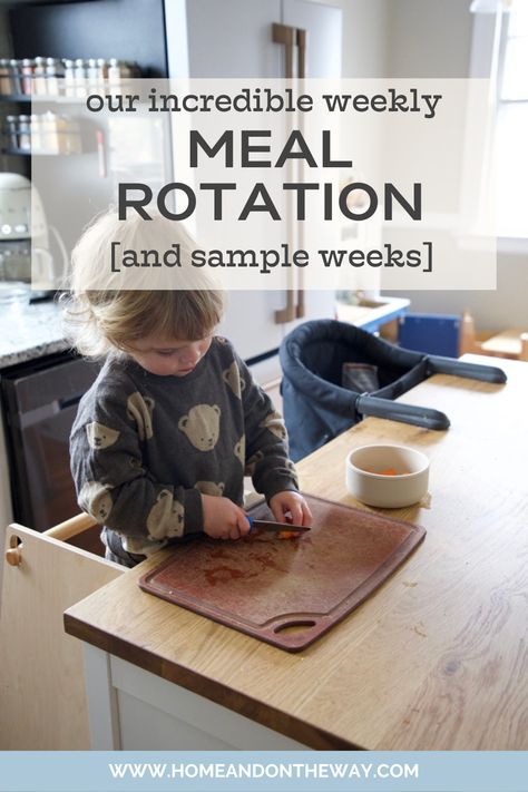 Our Meal Rotation: Easy Meal Planning [& Sample Weeks] — Home and on the Way Weekly Meal Rotation, Weekly Dinner Rotation, Meal Rotation Ideas, Meal Rotation Menu Planning, Rotating Meal Plan, Easy Weekly Meals, Meal Plan For The Week, Easy Meal Planning, Vodka Sauce Pasta