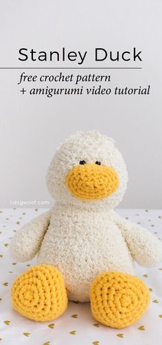 Make an adorable stuffed duck amigurumi with this free Stanley Duck Amigurumi crochet pattern from 1dogwoof.com! Soft Toy Crochet Pattern, Free Duck Amigurumi Pattern, Crochet Fluffy Yarn Free Pattern, Free Bunny Crochet Pattern Amigurumi, Fluffy Yarn Crochet Patterns, Fluffy Crochet Animals Free Pattern, Free Stuffed Animal Crochet Patterns, Free Crochet Duck Pattern, Free Duck Crochet Pattern