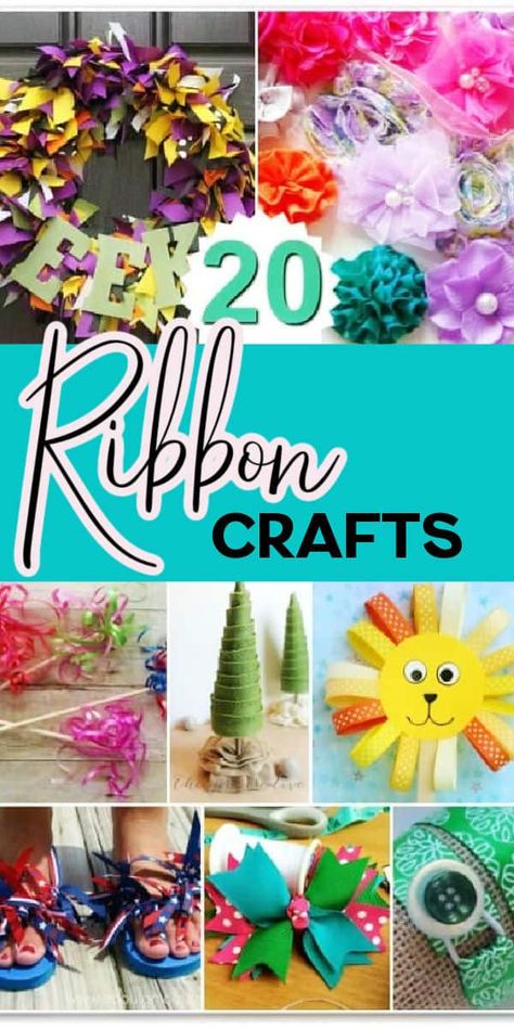 Twenty ribbon craft ideas for DIY decorations and fashion projects. Easy Ribbon Crafts, Pinata Diy, Ribbon Projects, Arts And Crafts For Teens, Ribbon Craft, Ribbon Crafts Diy, Art And Craft Materials, Craft Ideas For Kids, Crafts For Seniors