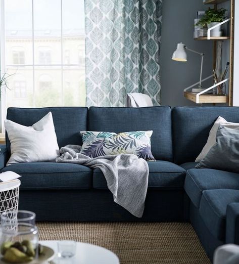 4-Seat Sectionals Kivik Sofa Living Room Ideas, Kivik Sectional, Sofa Living Room Ideas, Curtains Without Sewing, Kivik Sofa, Blue Sofas Living Room, Green Sofa Living Room, Cama Ikea, Ikea Usa