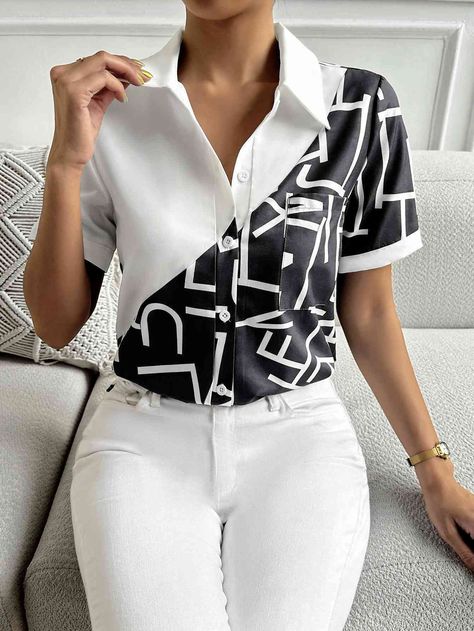 🌸 Elevate your spring wardrobe with Contrast Short Sleeve Shirt from TRENDMELO! 🌸 Shop now at https://trendmelo.com/products/contrast-short-sleeve-shirt-1 and embrace the latest spring trends on https://trendmelo.com . Explore and shop women's trendy clothing and fashion accessories today. #Trendmelo #SpringFashion #SpringStyle #SpringTrends #SpringOutfits #OOTD Mode Turban, Shirt Casual Style, Contrast Collar, Midi Dress With Sleeves, Sleeveless Sweater, Women's Tops, Eminem, Half Sleeves, Short Sleeve Shirt