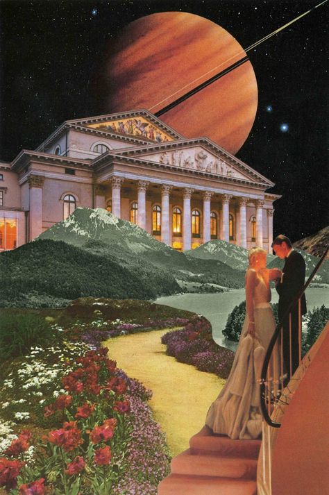 collage by jesse treece Night At The Opera, Futurism Art, Surreal Collage, Trippy Wallpaper, Wallpaper Space, Foto Art, Retro Futuristic, The Opera, Art Collage Wall