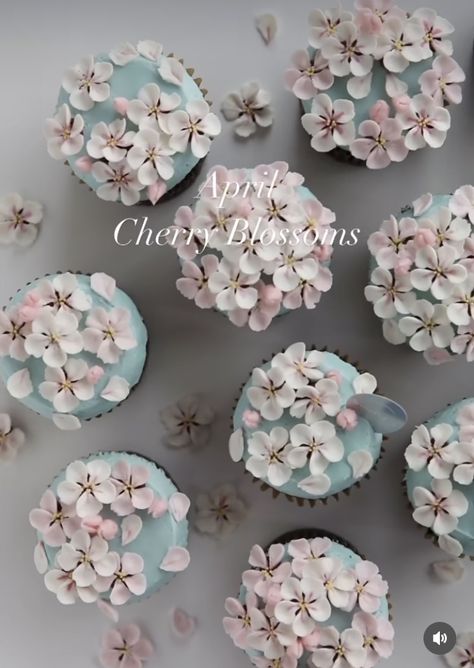 Cherry Blossom Cupcakes, Blossom Cupcakes, Blossom Season, Cherry Blossom Season, Fondant Cookies, Cupcake Ideas, Cupcake Recipes, Cakes And Cupcakes, Food Photo