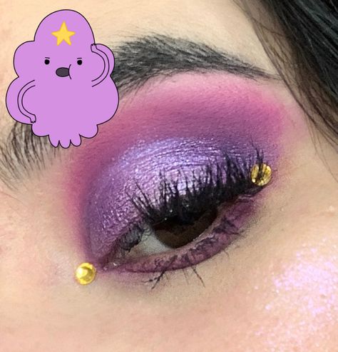 Lumpy Space Princess on my eyes! #cartoon #adventuretime #maquillaje #makeup #makeuplook #tvmakeup Lumpy Space Princess Makeup, Lumpy Space Princess Cosplay, Adventure Time Makeup, Lumpy Space Princess Costume, Cutesy Makeup, Tv Makeup, Eyes Cartoon, Goth Eye Makeup, Lumpy Space