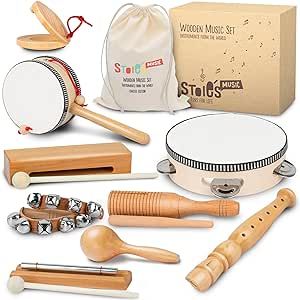 Stoie’s International Wooden Music Set for Toddlers and Kids- EcoFriendly Musical Set with A Cotton Storage Bag - Promote Environment Awareness, Creativity, Coordination and Have Lots of Family Fun Baby Instruments, Musical Instruments For Kids, Musical Instruments For Toddlers, Wooden Musical Instruments, Baby Musical Toys, Kids Musical Instruments, Easy Toddler Activities, Montessori Baby, Tambourine